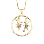 Colar com Pingente Dois Filhos Banhado em Ouro 18k