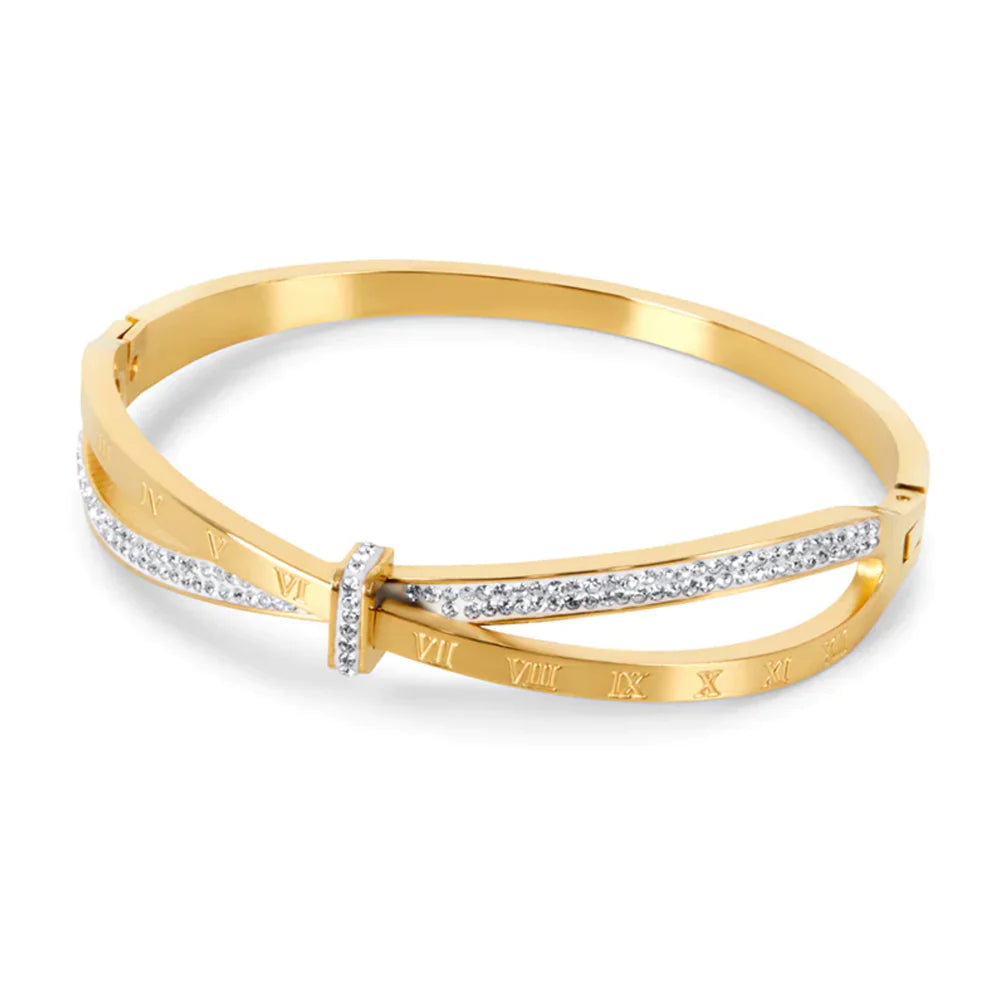 BraceleteRomanocomPedrasBrilhantes_cb5b1aba-1181-43c9-ac44-c0189aeffd3c.jpg Bracelete Romano com Pedras Brilhantes Banhado em Ouro 18k - Imagem 1