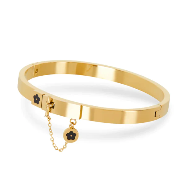 BraceletedeFlorescomFechadura.webp Bracelete de Flores com Fechadura Banhado em Ouro 18k - Imagem 1