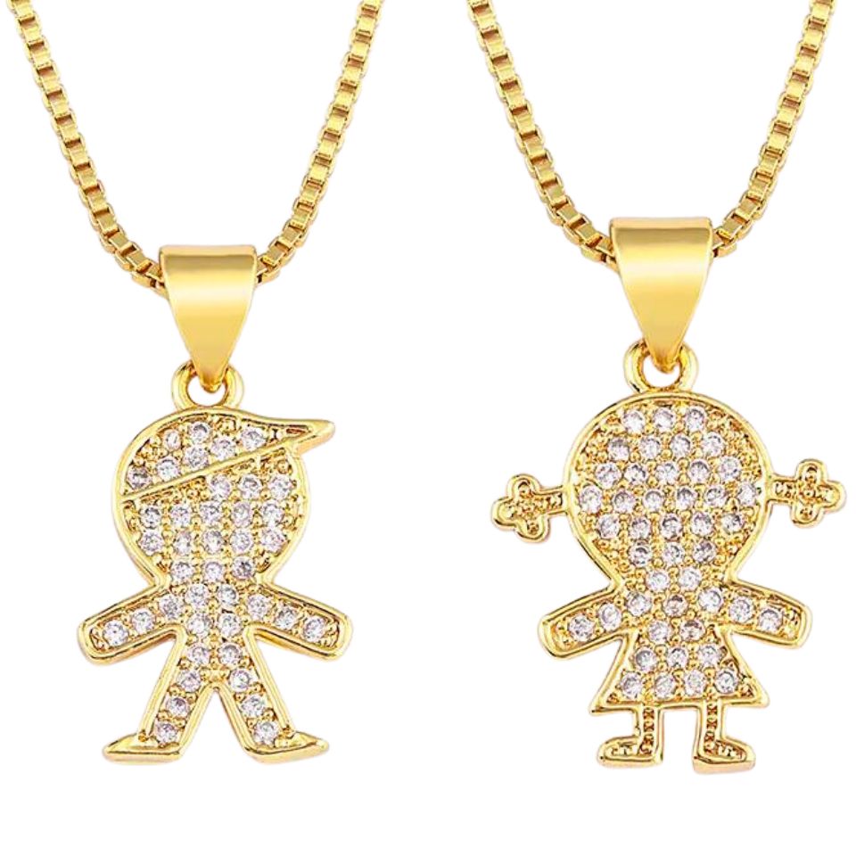 Design-sem-nome-10.jpg Colar Pingente Menino ou Menina Banhado em Ouro 18k - Imagem 1