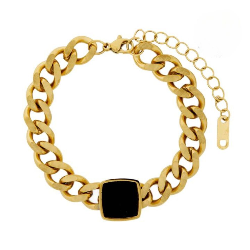 Design-sem-nome-44.jpg Pulseira com Pingente de Ônix Banhada em Ouro 18k - Imagem 1
