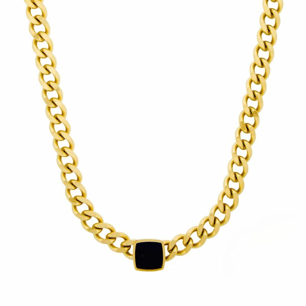 Design-sem-nome-45.jpg Colar com Pingente de Ônix Banhado em Ouro 18k - Imagem 1