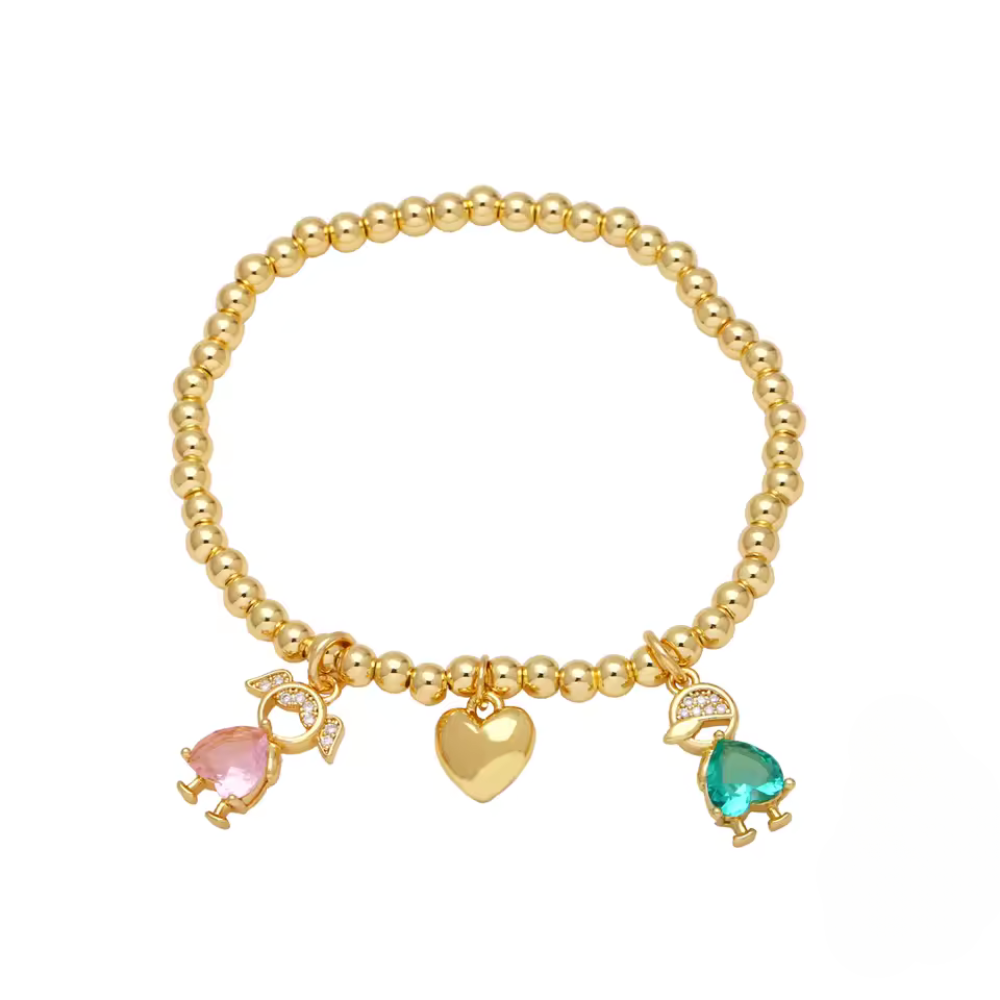 Design sem nome (73) Pulseira Love Mãe de Menina e Menino Banhado em Ouro 18k - Imagem 1