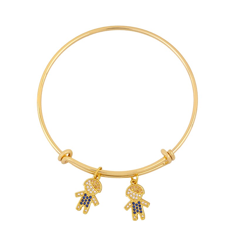 H549359b4bc934445be1c513aa25bc707X.jpg Pulseira Mãe de Dois Meninos Ajustável Cravejada Banhado em Ouro 18k - Imagem 1