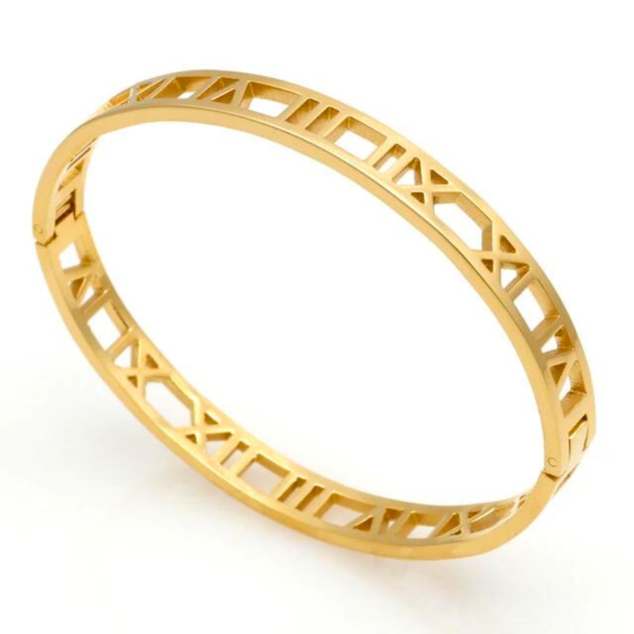 Manicure Pedicure Cuticulagem Eszamalte em gel Banho de gel Alongamento Manutenção Remoção Blindagem Spa dos pés (40) Bracelete Romano Classic Banhado em Ouro 18k - Imagem 1