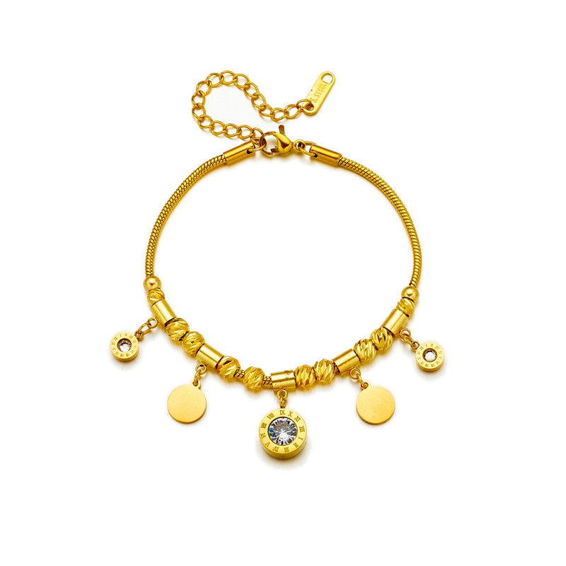 S0315c4c08f744d5eaebe661000ec8c50D.jpg Pulseira Números Romanos Banhada em ouro 18k - Imagem 1