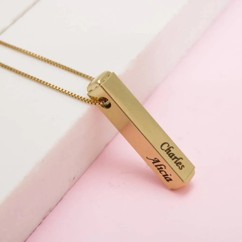Colar Luxo Barra 3D Personalizada com até 4 Nomes - Imagem 2