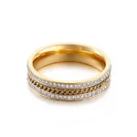 Anel Encanto com Pedras Brilhantes Banhado em Ouro 18k