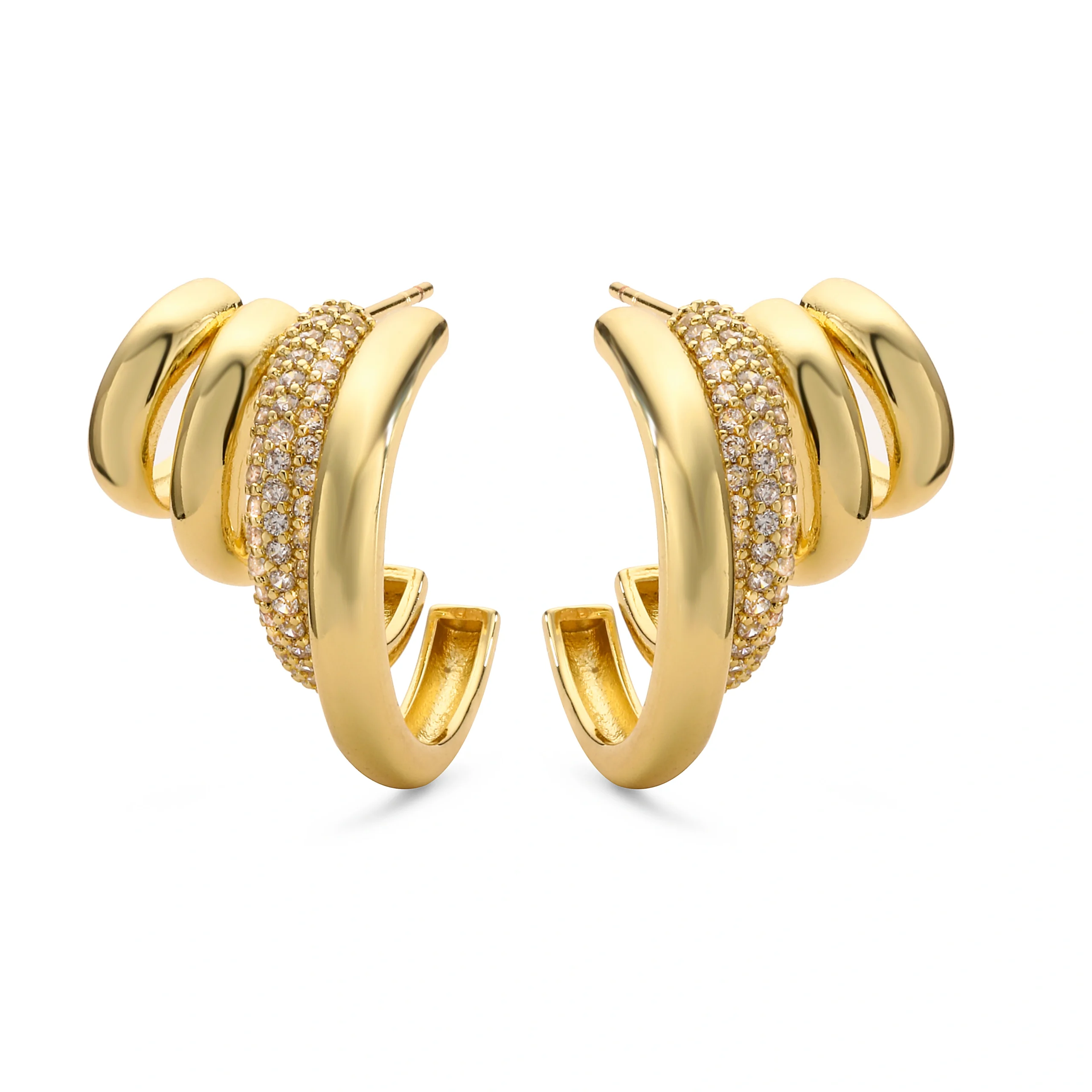 hh Brincos Vogue Banhado em Ouro 18k - Imagem 1