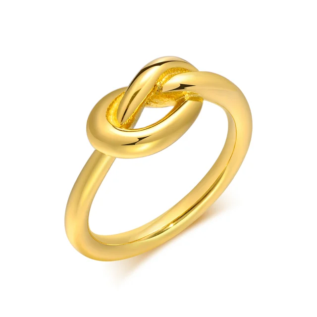 A-o-Inoxid-vel-Banhado-A-Ouro-Love-Knot-Anel-para-As-Mulheres-Dainty-Stacking-Ring.jpg_640x640.jpg_ Anel Nó Banhado em Ouro 18k - Imagem 1