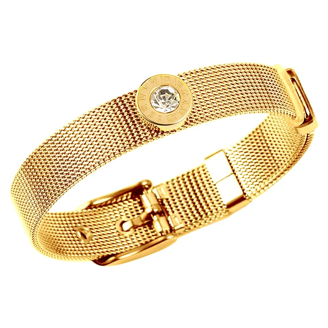 1 5 Pulseira de Rede Praiana com Pedra Romano Banhada em Ouro 18k - Imagem 1