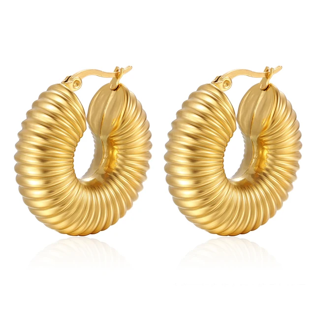 1 8 Brincos de Argolas Bold Ziza Banhado em Ouro 18k - Imagem 1