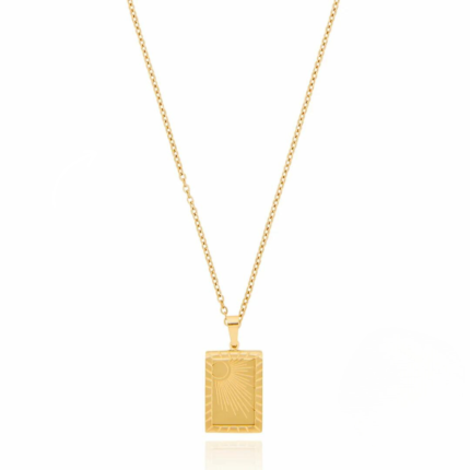 Colar de Corrente com Placa Nascer do Sol Banhado em Ouro 18k