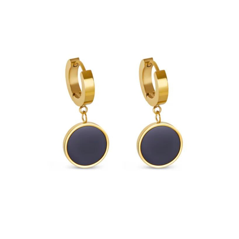 Design sem nome (88) Brincos Pedra Noturna Banhado em Ouro 18k - Imagem 1