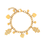 Pulseira Hamsa Detalhes Banhada em Ouro 18k