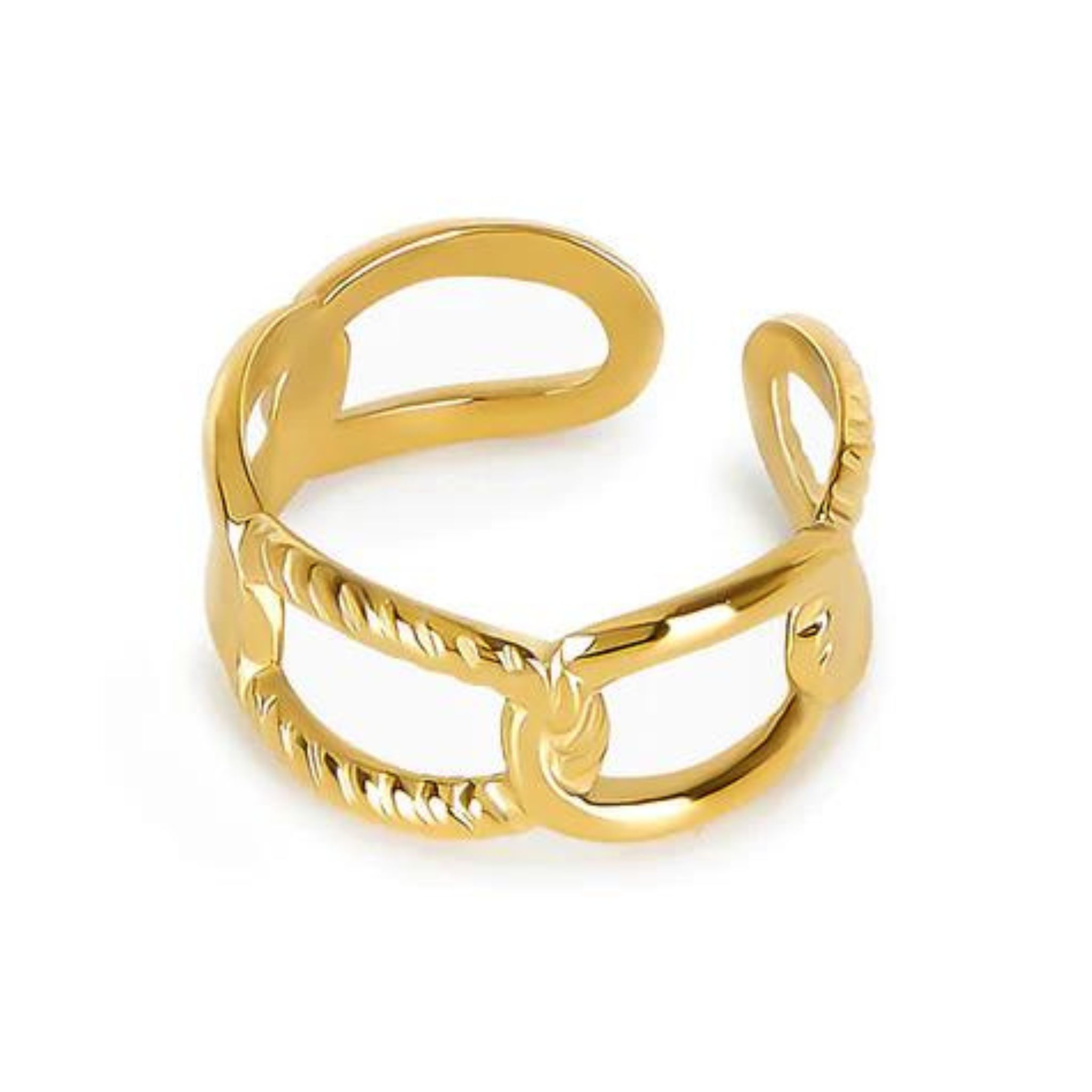Manicure Pedicure Cuticulagem Eszamalte em gel Banho de gel Alongamento Manutenção Remoção Blindagem Spa dos pés (7) Anel Esther Ajustável Banhado em Ouro 18k - Imagem 1