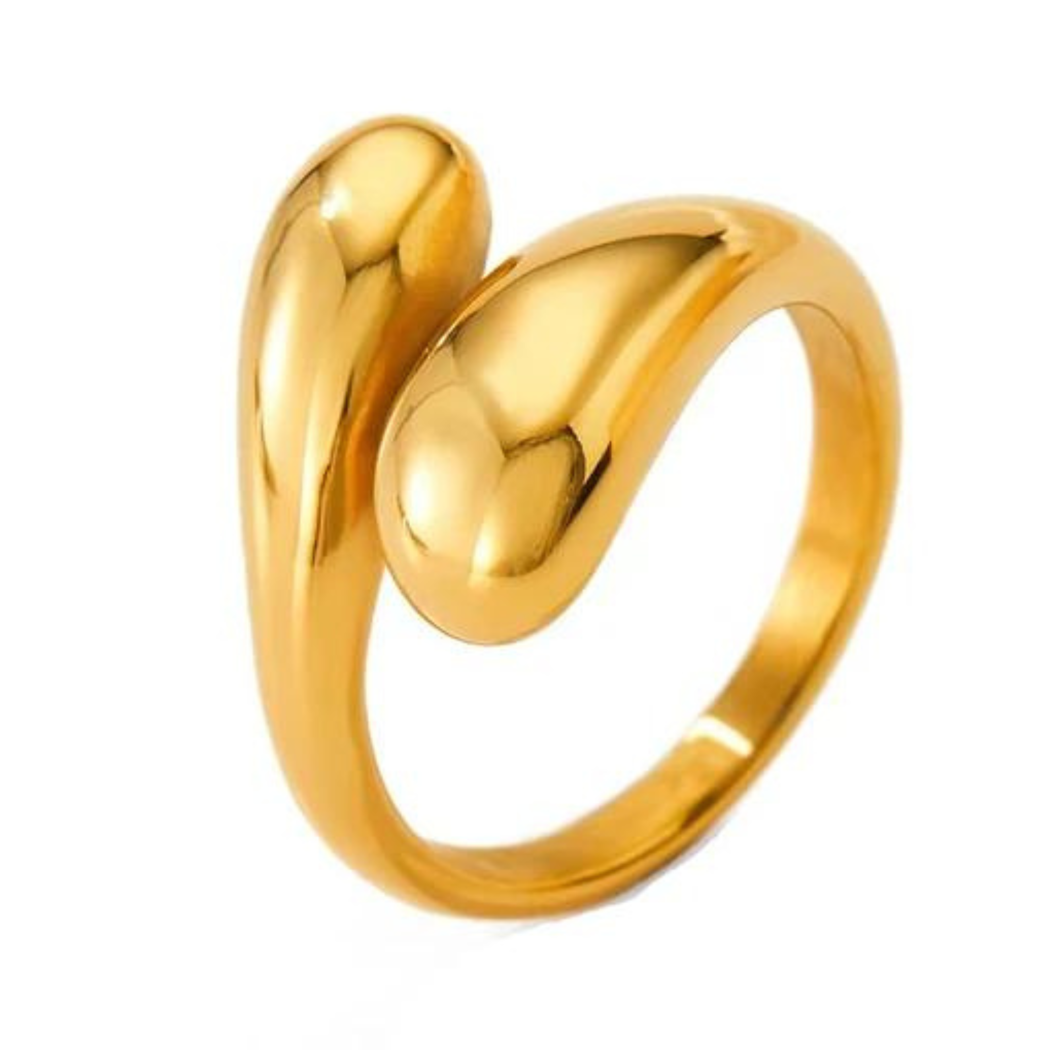 Manicure Pedicure Cuticulagem Eszamalte em gel Banho de gel Alongamento Manutenção Remoção Blindagem Spa dos pés (7) Anel Duas Voltas Gota Banhado em ouro 18k - Imagem 1