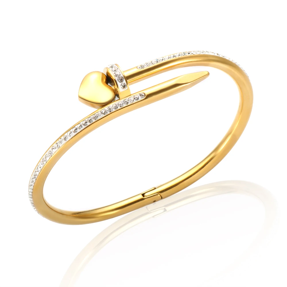 S557c9fe5bd6c4527ab4f2e347892462f2.webp Bracelete Cravejado Coração Banhado em Ouro 18k - Imagem 1