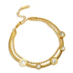 Pulseira Dupla Números Romanos Banhada em Ouro 18k