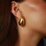 Brinco Gota Chunky Banhado em Ouro 18k - Imagem 2