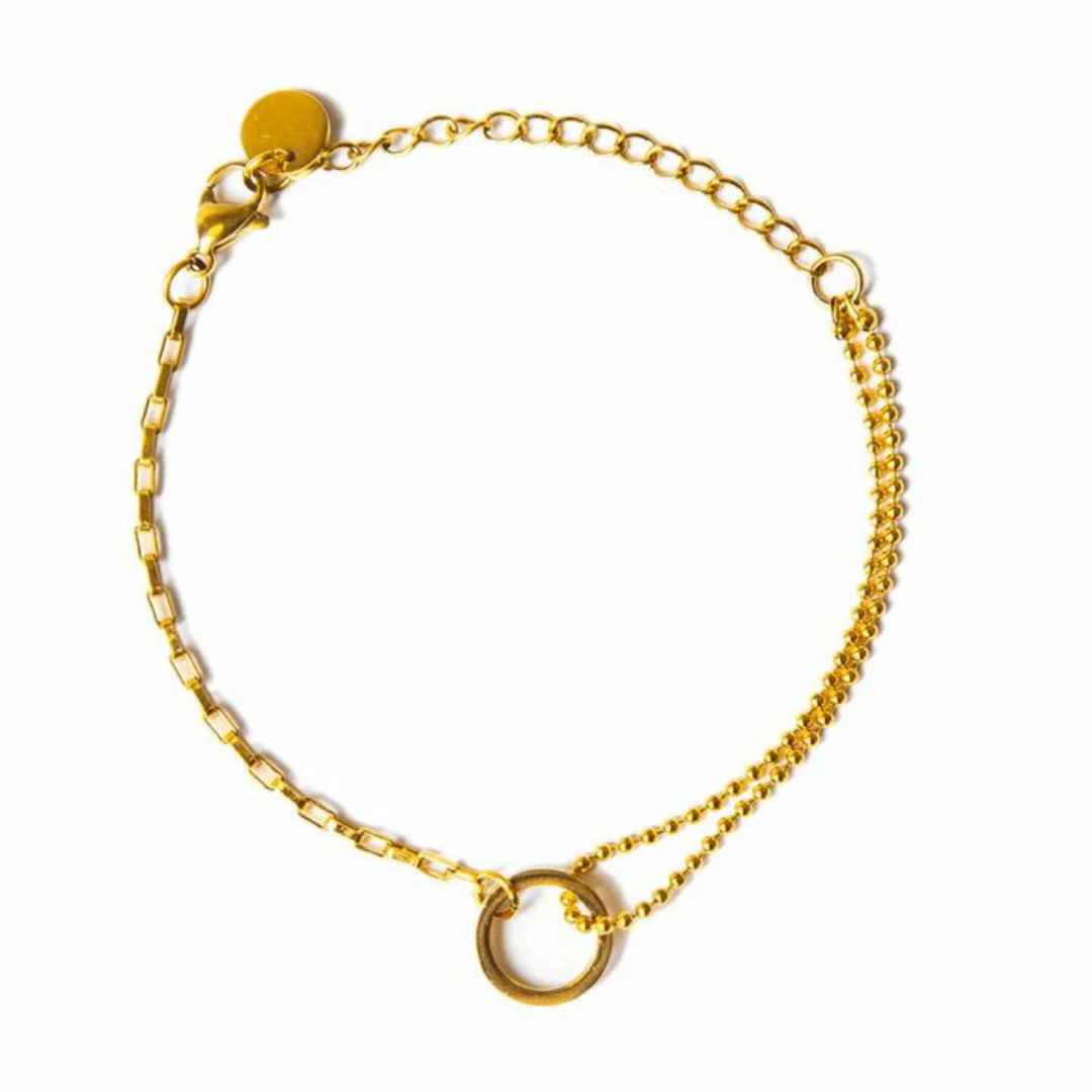 1080 X 1080 (Feed) (30) Pulseira Romana com Pingente de Anel Banhada em Ouro 18k - Imagem 1