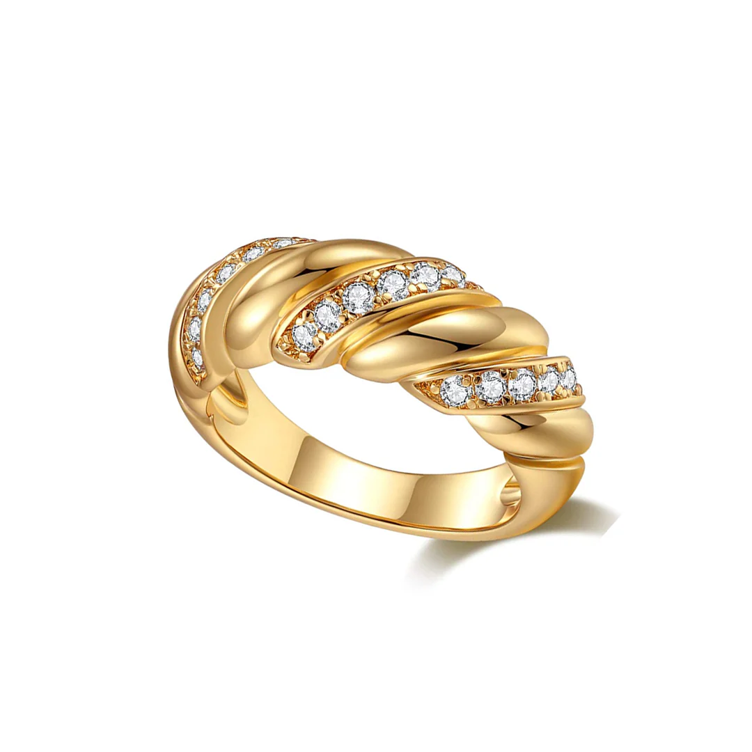 Hollywoodcrystalchunkygoldcroissantringblank1 Anel de Croissant Menina Vênus Banhado em Ouro 18k - Imagem 1