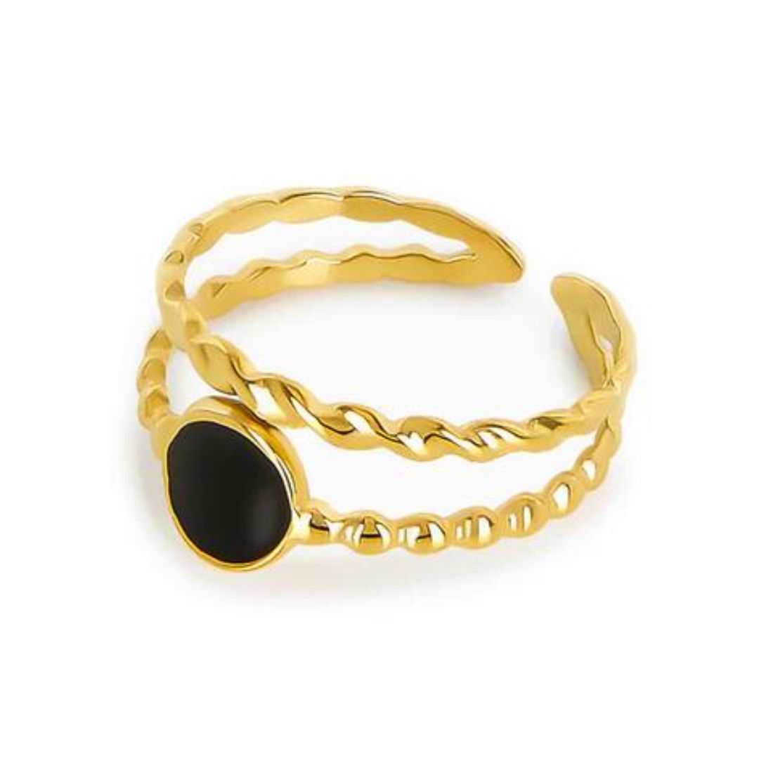Design sem nome (77) Anel Double ajustável em camadas Banhado em Ouro 18k - Imagem 1