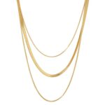 Colar Esteva Trio Camadas Malha Banhado em Ouro 18k