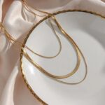 Colar Esteva Trio Camadas Malha Banhado em Ouro 18k - Imagem 4