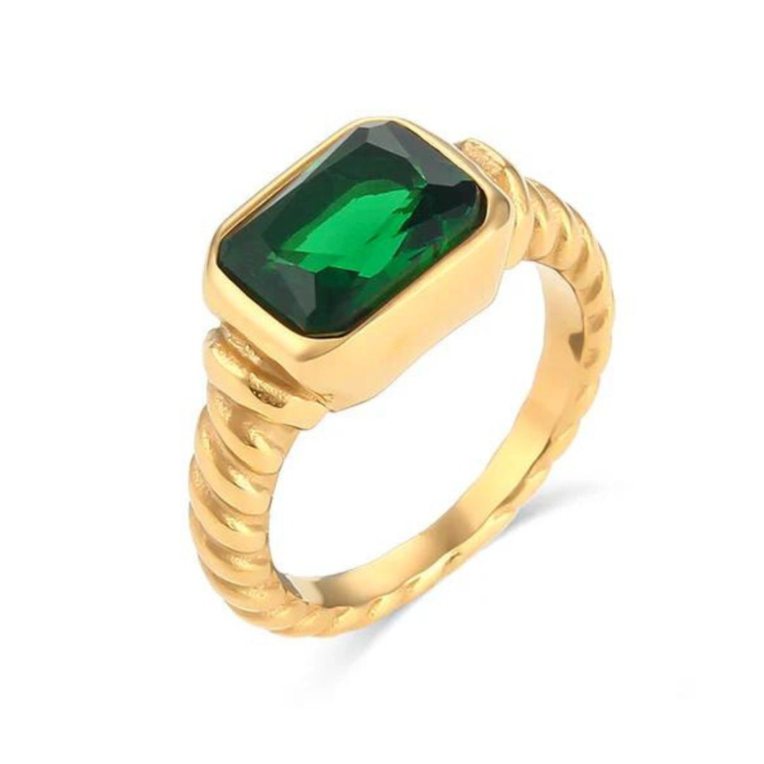 1 Anel Merida Esmeralda Banhado em Ouro 18k - Imagem 1