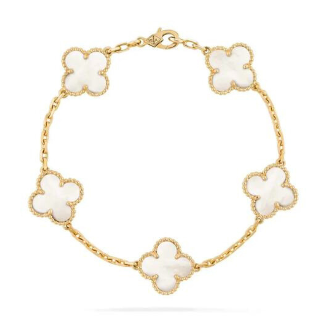 1 Pulseira de Trevo Madrepérola Banhado em Ouro 18k - Imagem 1