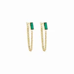 Brincos Esmeralda Banhado em Ouro 18k