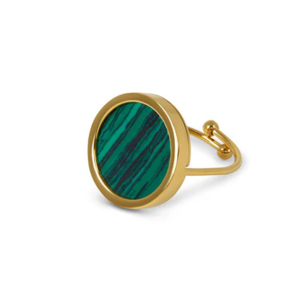 Design sem nome - 2025-02-28T105617.710 Anel de Mármore Verde Ajustável Banhado em Ouro 18k - Imagem 1