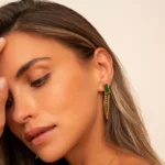 Brincos Esmeralda Banhado em Ouro 18k - Imagem 2