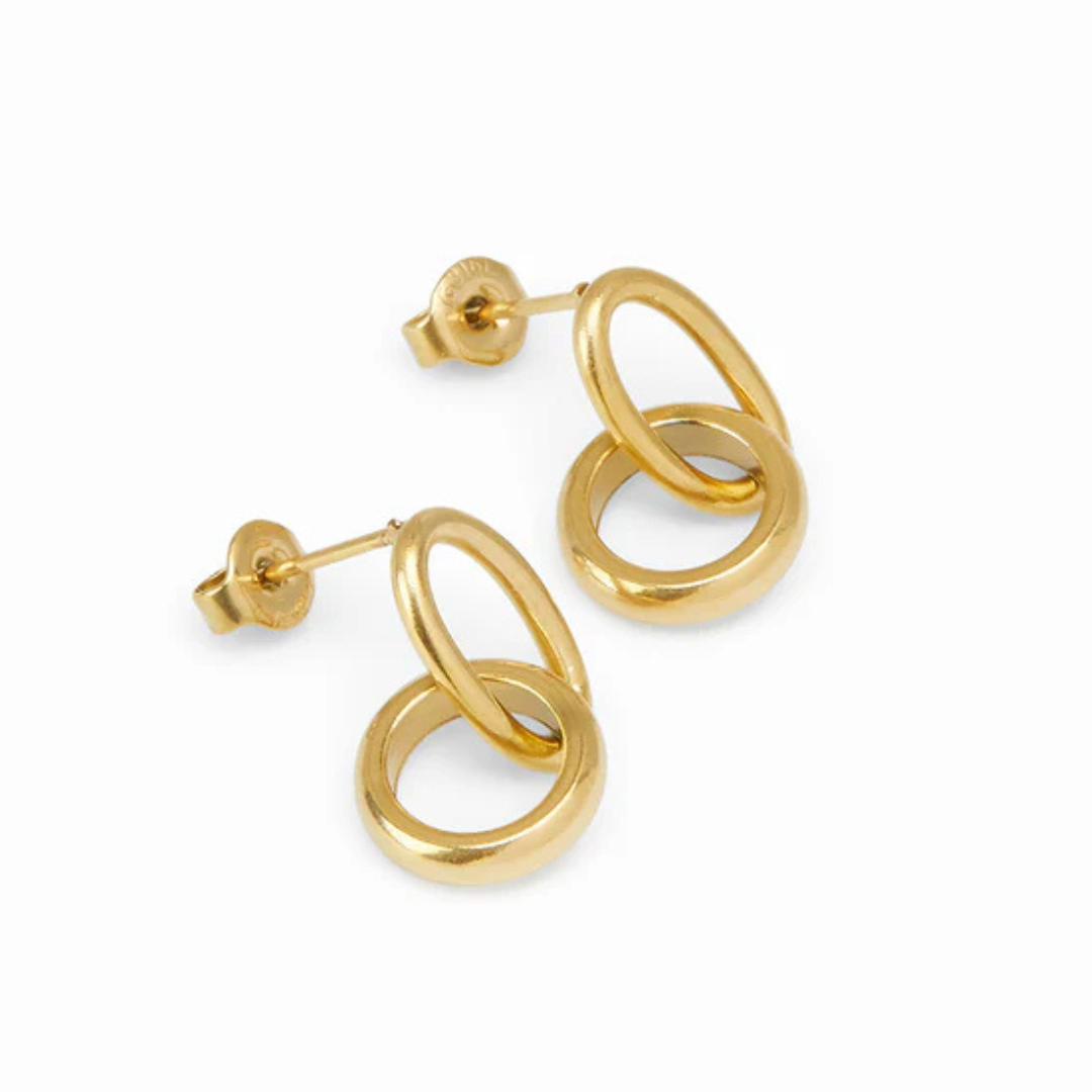 Design sem nome (51) Brinco Argola Entrelaçada Duo Banhado em Ouro 18k - Imagem 1