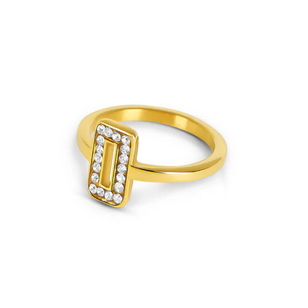 Design sem nome (54) Anel Livia com Pingente Retangular Banhado em Ouro 18k - Imagem 1