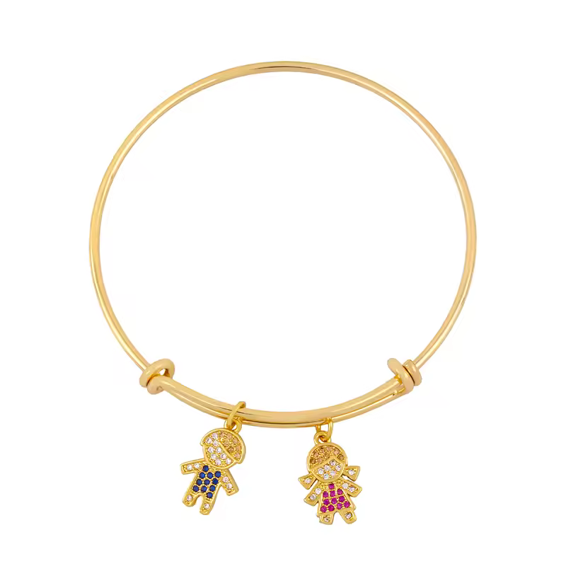 Had256679f796495581983fae3328aab3I.jpg_960x960q75.jpg_ Pulseira Mãe de Menino e Menina Ajustável Cravejada Banhada em Ouro 18k - Imagem 1