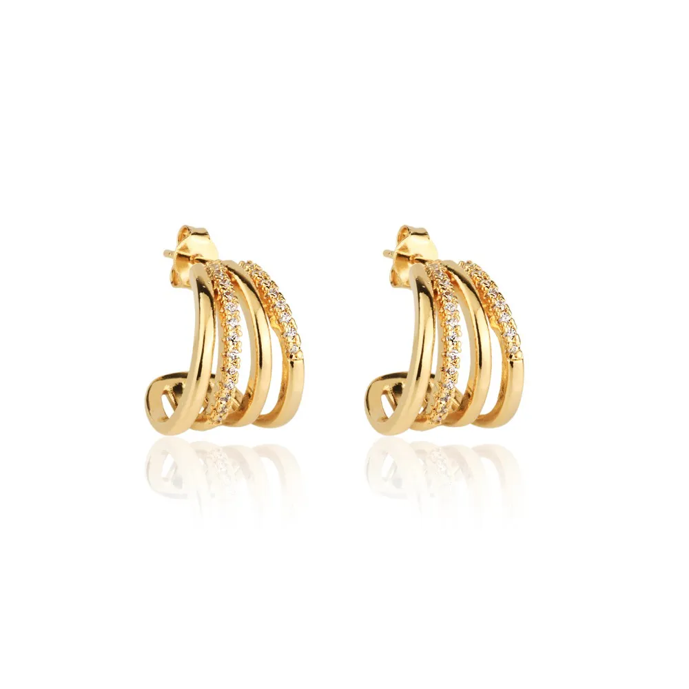 Brinco Éclat Zircônias Banhado em Ouro 18k - Imagem 1