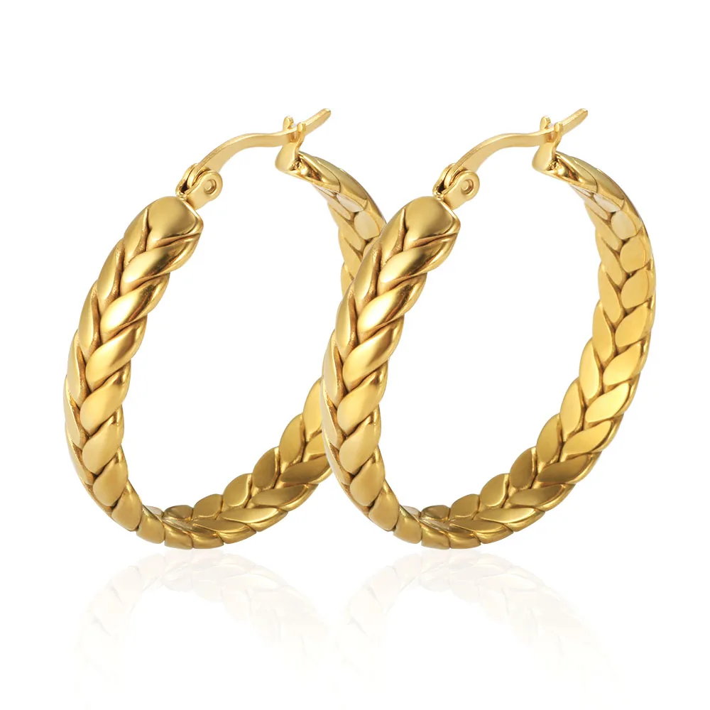 Sa2540902643144d9b0c79345d02bdf4eZ.webp Brinco Argola Trança Clássica Banhado em Ouro 18k - Imagem 1