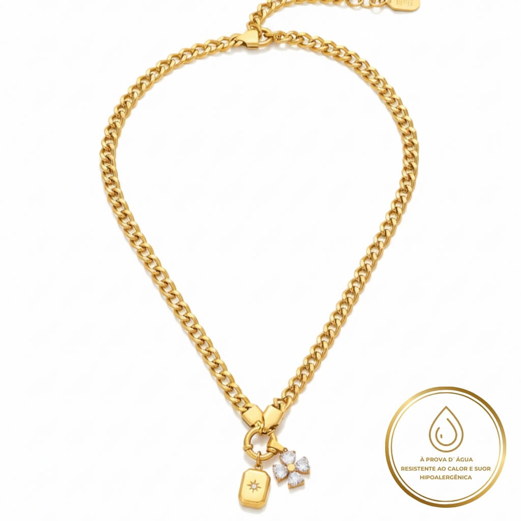 Design sem nome - 2025-09-24T200253.835 (1) Colar Trevo de Luz Banhado em Ouro 18k - Imagem 1