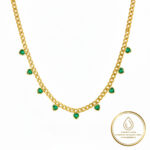 Colar Corações com Esmeralda Banhado a Ouro 18k
