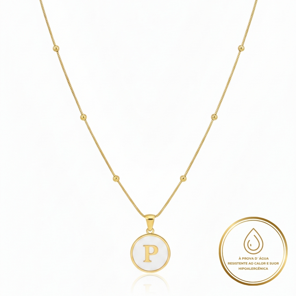 Design sem nome - 2025-10-06T113442.506 Colar Inicial Madrepérola Banhado em Ouro 18k - Imagem 1