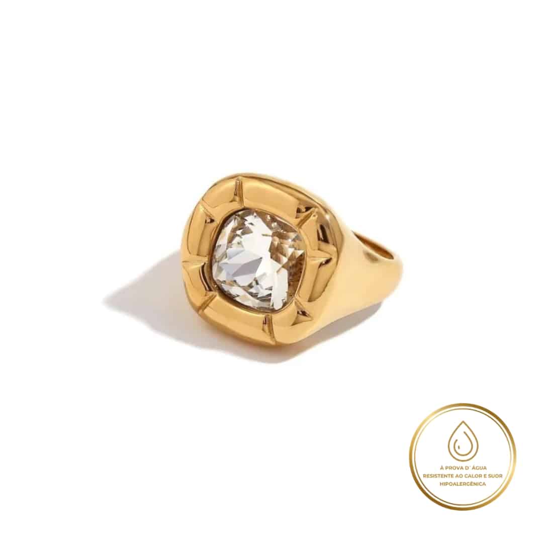 1 Anel Cristal de Vênus Banhado em Ouro 18k - Imagem 1